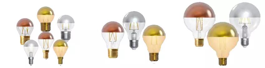 Ampoules calottes argent�es, dor�es et bronze