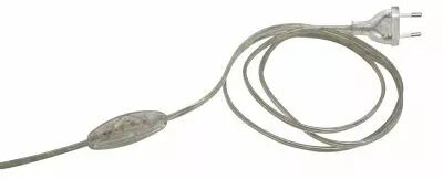 Cordon avec interrupteur � bascule et fiche bipolaire, couleur  Cristal, longueur 3m (240511)