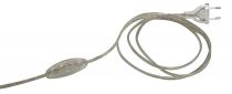 Cordon avec interrupteur  bascule et fiche bipolaire, couleur  Cristal, longueur 3m (240511)