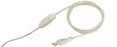 Cordon avec interrupteur � bascule et fiche bipolaire, couleur  Blanc, longueur 1,5m (240523)