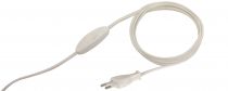 Cordon avec interrupteur  bascule et fiche bipolaire, couleur  Blanc, longueur 1,5m (240523)