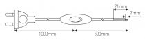 Cordon avec interrupteur à bascule et fiche bipolaire, couleur  Noir, longueur 1,5m (240531)
