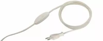 Cordon avec interrupteur � bascule et fiche bipolaire, couleur  Blanc, longueur 2m (240573)