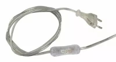 Cordon avec interrupteur � bascule et fiche bipolaire, couleur  Cristal, longueur 2m (240580)