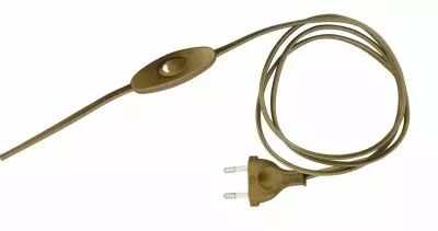 Cordon avec interrupteur � bascule et fiche bipolaire, couleur  Or, longueur 2m (240587)