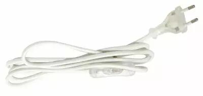 Cordon textile avec interrupteur � bascule et fiche bipolaire, longueur 2m, couleur Blanc (241633)