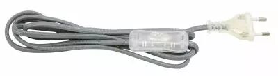 Cordon textile avec interrupteur � bascule et fiche bipolaire, longueur 2m, couleur Gris (241635)
