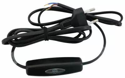 Cordon avec variateur  et fiche bipolaire, longueur 2m, couleur Noir (260011)