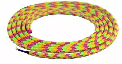 Cable textile M�lange de rose & jaune, 2 x 0,75mm souple, 2 metres (189605)