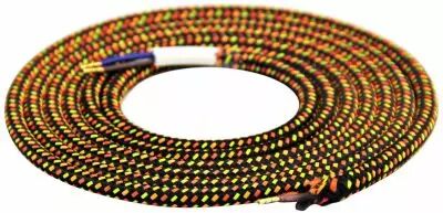 Cable textile M�lange de jaune & noir, 2 x 0,75mm souple, 2 metres (189608)
