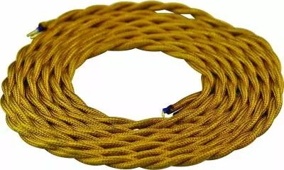 Cable textile torsad�  Or, 2 x 0,75mm souple, 2 metres (189610)