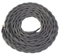 Cable textile torsad  Gris, 2 x 0,75mm souple, 2 metres (189616)