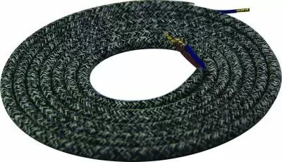 Cable textile M�lange de gris & noir, 2 x 0,75mm souple, 2 metres (189626)