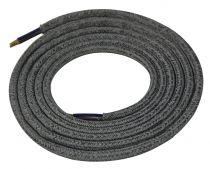 Cable textile Mlange d'argent & gris, 2 x 0,75mm souple, 2 metres (189630)