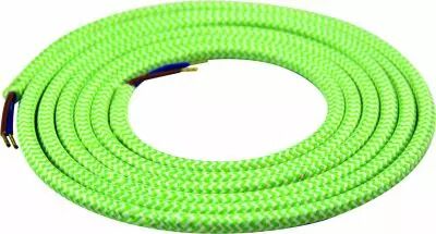 Cable textile M�lange de vert & blanc, 2 x 0,75mm souple, 2 metres (189634)