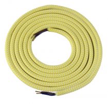 Cable textile Mélange de jaune & blanc, 2 x 0,75mm souple, 2 metres (189639)