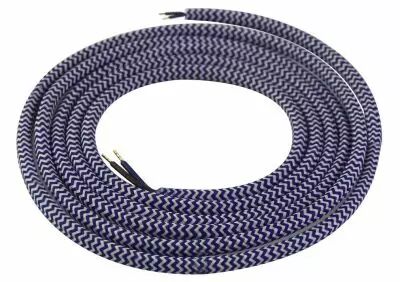 Cable textile Bleu fonc� & blanc, 2 x 0,75mm souple, 2 metres (189640)
