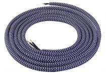Cable textile Bleu foncé & blanc, 2 x 0,75mm souple, 2 metres (189640)
