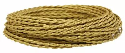 C�bles textile torsad� Or antique' 2x0.5mm�, roule de 25 m (237079)