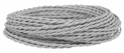 C�bles textile torsad� Gris' 2x0.5mm�, roule de 25 m (237094)