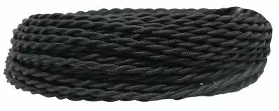 C�ble textile torsad� Noir' 2x0.75mm�, roule de 25 m (237141)