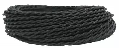 C�ble textile torsad� Noir' 2x0.5mm�, roule de 50 m (237941)