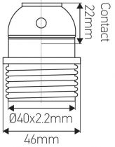Douille E27 avec Chemise semi-filetée avec sortie latérale et bague Noir (216451)