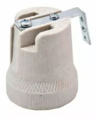 Douille en porcelaine E27 avec �trier de fixation et borne de mise � la terre (221246)