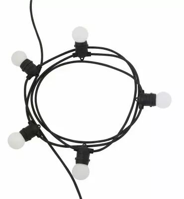 Guirlande lumineuse de 5m, cordon noir extensible avec 5 douilles E27 (158011)