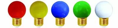 Ampoule Pack de 5 ampoules sph�riques LED E27, Rouge, Jaune, Bleu, Vert and Blanc pour guirlande lumineuse (158018)