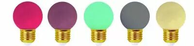 Ampoule Pack de 5 ampoules sph�riques LED E27, Vieux rose, Violet pastel, Vert clair, White aluminium, Ivoire clair pour guirlan