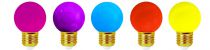 Ampoule Pack de 5 ampoules sphériques LED E27, Framboise, Violet, Bleu, Orange and Jaune pour guirlande lumineuse (158020)