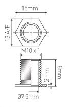 Raccord à portée  en Laiton, Pas International 10 x 1, hauteur 8mm (305421)