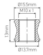 Raccord double femelle en Laiton, Pas international 10 x 1, diametre 15,5mm (306574)