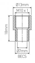 Raccord de réduction en Laiton, Raccord mâle becs (10,85 x 1,33), femelle 10 x 1, diametre 13mm (307002)