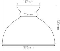 Verrerie Vesta pour luminaire, , longueur 230 mm (703336)