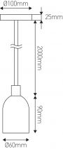 Suspension métallique E40 câble textile 2m cuivre