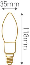 Flamme C35 filament LED 6W E14 2700K 780lm mat dimmable