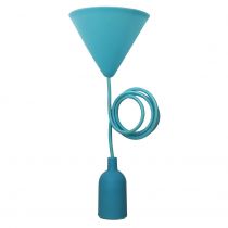 Suspension silicone E27 câble textile L.1m bleu