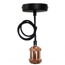 Suspension métal E27 câble textile L.1m bronze