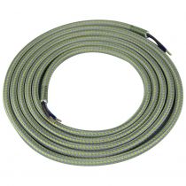 Cble textile rond 2 x 0.75mm L.2m jaune et gris