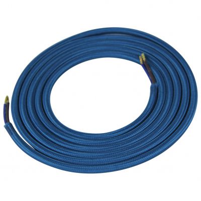 Cble textile rond 2 x 0.75mm L.2m bleu canard