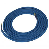 Câble textile rond 2 x 0.75mm² L.2m bleu canard