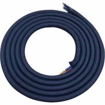 C�ble textile rond 2 x 0.75mm� L.2m bleu marine