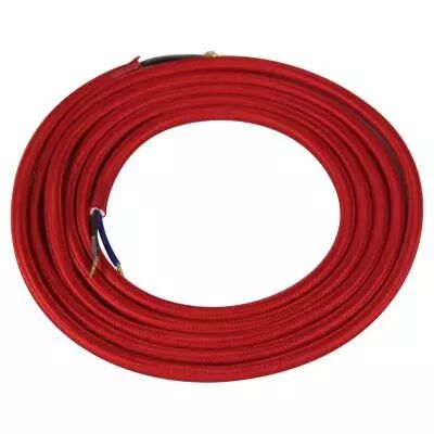 C�ble textile rond 2 x 0.75mm� L.2m rouge coquelicot