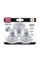 ECOWATTS - Spot (x3) LED 4.5W GU10 3000K 345lm claire 30°