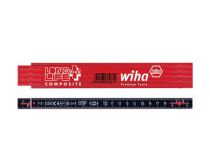 Wiha Mètre Pliant Longlife® Plus Composite 2 M Métrique, 10 Branches (37067) Rouge/ Noir (WH37067)