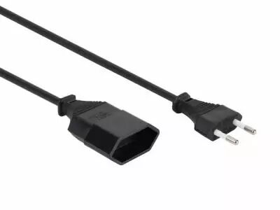 C�ble D'Alimentation Noir Cee 7/16  Fiche Euro + C7 L=1.8 M H05Vv-F 2G0.75 Mm� (EC05VV-F)