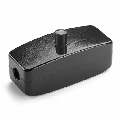 Interrupteur pour cable en Bakelite noire avec bouton poussoir noir (100465)