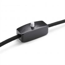Interrupteur pour cable en Bakelite noire avec bouton poussoir blanc (100466)